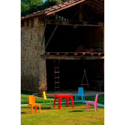 JULIETA 4 Sillas de Resol Mesa roja - 4 sillas rosa-naranja-azul-lima