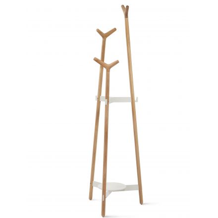 Perchero de pie Forc de Mobles 114 en roble y estructura blanca