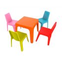 JULIETA 4 Sillas de Resol Mesa naranja - 4 sillas roja-rosa-azul-lima