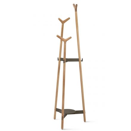 Perchero de pie Forc de Mobles 114 en roble y estructura gris antracita