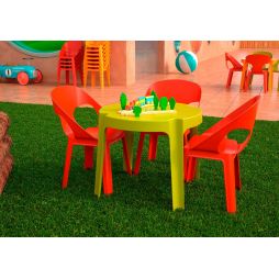 RITA 4 Sillas de Resol Mesa roja - 4 sillas rosa-naranja-azul-lima