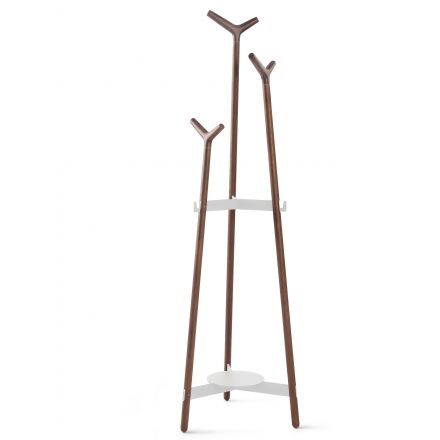 Perchero de pie Forc de Mobles 114 en nogal y estructura blanca