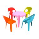 RITA 4 Sillas de Resol Mesa rosa - 4 sillas roja-naranja-azul-lima