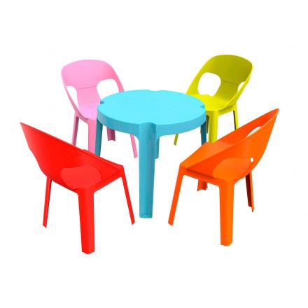 RITA 4 Sillas de Resol Mesa azul - 4 sillas roja-rosa-naranja-lima
