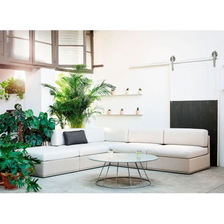 Módulo central del sofá modular Mood XL con la base en aluminio para jardin