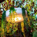 Macetero recargable redondo con luz y set de plantas artificiales incluido de New Garden