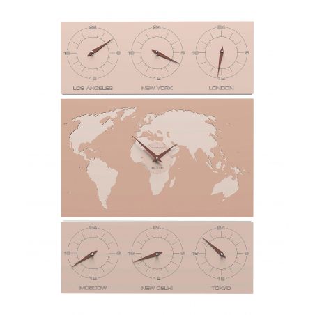 Time Zone Clock V-cosmo de Callea Design caffelatte