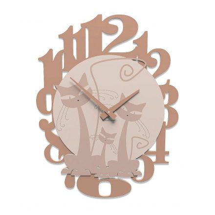 Wall Clock With Cats de Callea Design dove grey