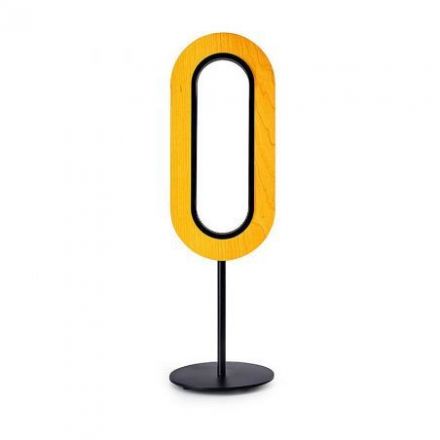 Lámpara de mesa Lens Oval Table Oval de Luzifer LZF base negro mate pantalla Amarillo apagada