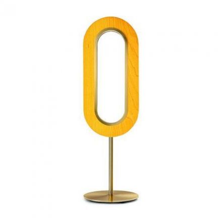 Lámpara de mesa Lens Oval Table Oval de Luzifer LZF base dorada pantalla Amarillo apagada