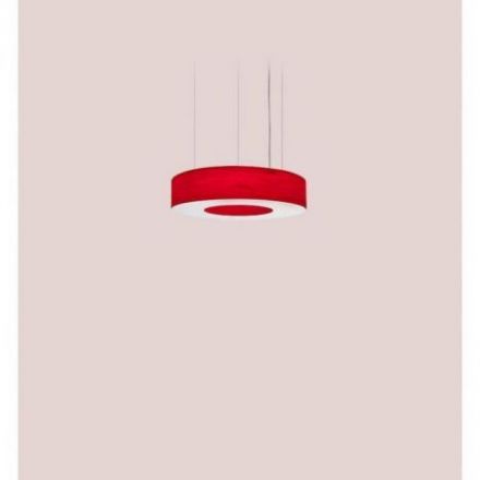 Lámpara de suspensión Saturnia Suspension de Luzifer LZF pantalla Rojo encendida