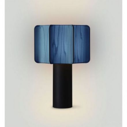 Lámpara de mesa Kactos Table de Luzifer LZF base negro mate pantalla Azul encendida