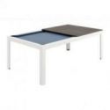 Conver Table estructura blanco texturizado RAL9003, sobre en Roble Ahumado, paño de juego Iwan Simonis Azul pálido