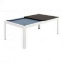 Conver Table estructura blanco texturizado RAL9003, sobre en Ébano, paño de juego Iwan Simonis Azul pálido