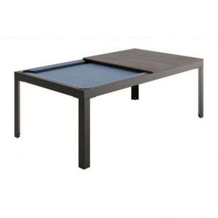 Conver Table estructura negro texturizado RAL9005, sobre en Roble Ahumado, paño de juego Iwan Simonis Azul pálido