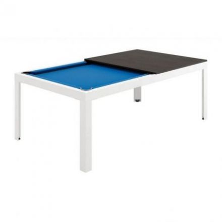 Conver Table estructura blanco texturizado RAL9003, sobre en Ébano, paño de juego Iwan Simonis Azul eléctrico