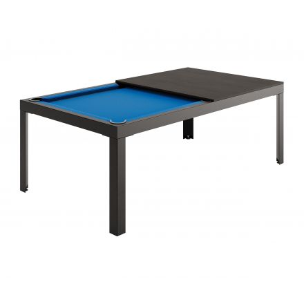 Conver-Table estructura en negro, sobre en Ébano y paño de juego Simonis Azul Eléctrico
