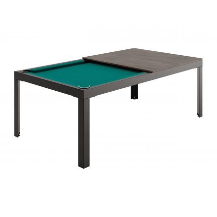 Conver-Table estructura en negro, sobre en Roble Ahumado y paño de juego Simonis Verde amarillento
