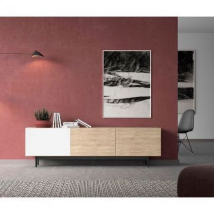 Mueble de televisión Horsens de Dissery blanco grafito roble