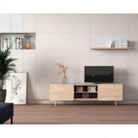 Mueble de televisión San Petersburgo de Dissery blanco roble