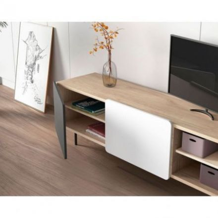 Mueble de televisión Ekaterimburgo de Dissery blanco grafito roble