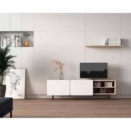 Mueble de televisión Ekaterimburgo de Dissery blanco grafito roble