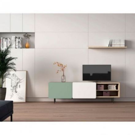 Mueble de televisión Ekaterimburgo de Dissery blanco grafito roble verde