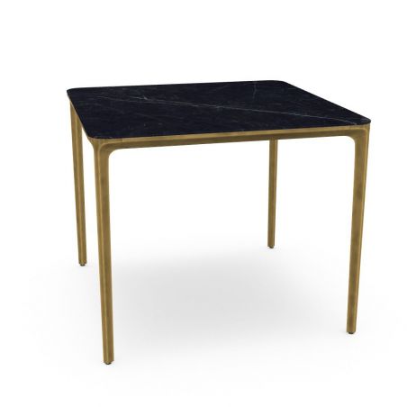 Mesa de comedor Slim cuadrada cerámica Marquinia metal bruñido BR