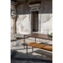 Banco Slim Doghe para exterior en madera de Iroko y aluminio Banco Slim Doghe para exterior en madera de Iroko y aluminio