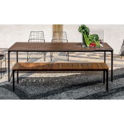 Mesa rectangular Slim para jardín en cerámica y aluminio