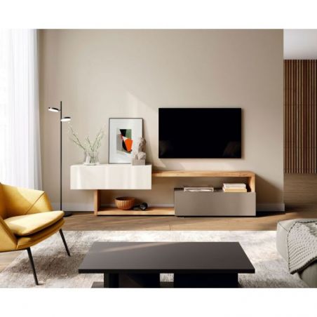 Mueble de televisión Pas acabados Inari, Snow & Nut de Mobenia