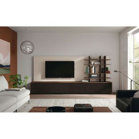 Mueble de televisión Mondrian acabados Nut, Tokio & Sand de Mobenia