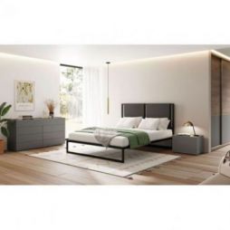 Cama doble Mark acabados Iron, Ottawa & Black de Mobenia