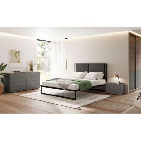 Cama doble Mark acabados Iron, Ottawa & Black de Mobenia