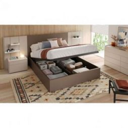Cama doble Pars acabados Sand, Nut & White de Mobenia