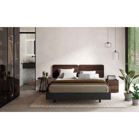 Cama doble Ona acabados Oslo, Cat & Black