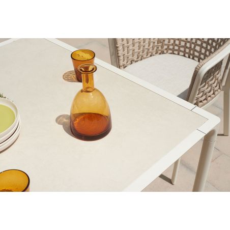 Mesa cuadrada 103x103 cm en aluminio y gres porcelánico Terramare