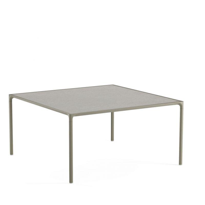 Mesa cuadrada 150x150 cm en aluminio y gres porcelánico para 8 personas Terramare