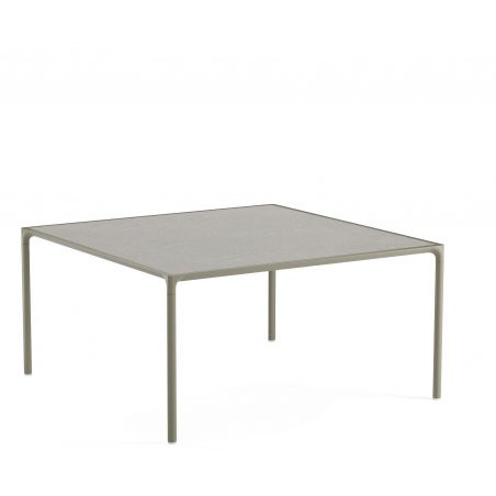 Mesa cuadrada 150x150 cm en aluminio y gres porcelánico para 8 personas Terramare