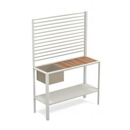 Mueble de exterior en teca y metal con macetero Camaleon