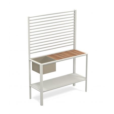 Mueble de exterior en teca y metal con macetero Camaleon
