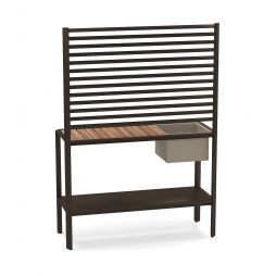 Mueble de exterior en teca y metal con macetero Camaleon