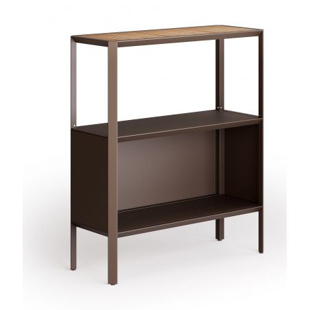 Aparador para exterior en metal y madera de teca Camaleon