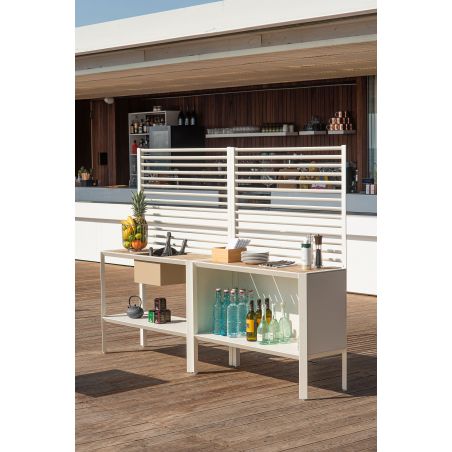 Mueble contenedor de exterior en metal y teca Camaleon
