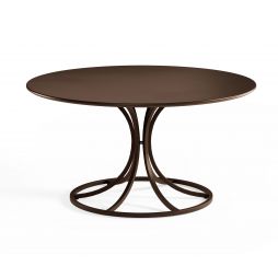 Mesa redonda de 144cm de diámetro con sobre en madera para 7 personas Collier