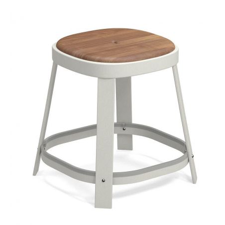 Taburete bajo con asiento de teca Thor