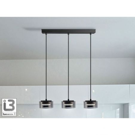 I3 Olaia Lámpara 3l Negro Smoky de Schuller