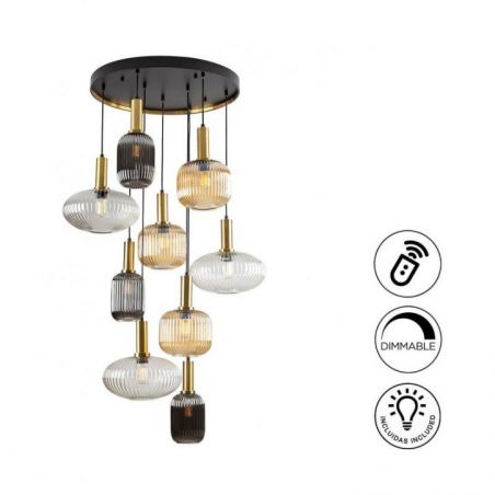 Norma Lámpara 9l Negro Laton H500 de Schuller
