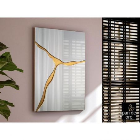 Surcos Ii Espejo Pan Oro 80x120 de Schuller
