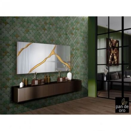 Surcos Ii Espejo Pan Oro 80x180 de Schuller